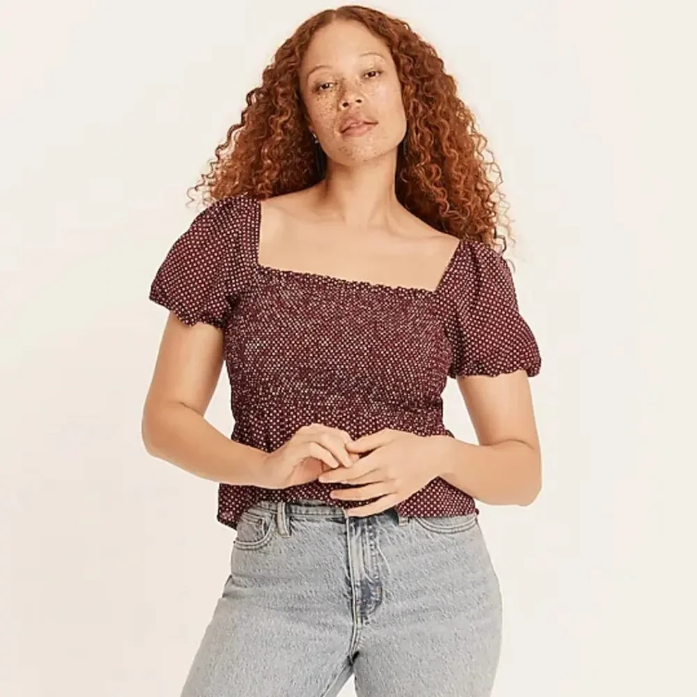 J. Crew Squareneck smocked blouse Size Medium